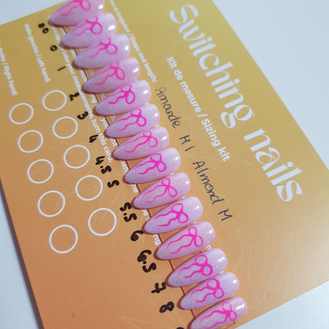 Ready to wear "pink ribbon" press-on nails 3
