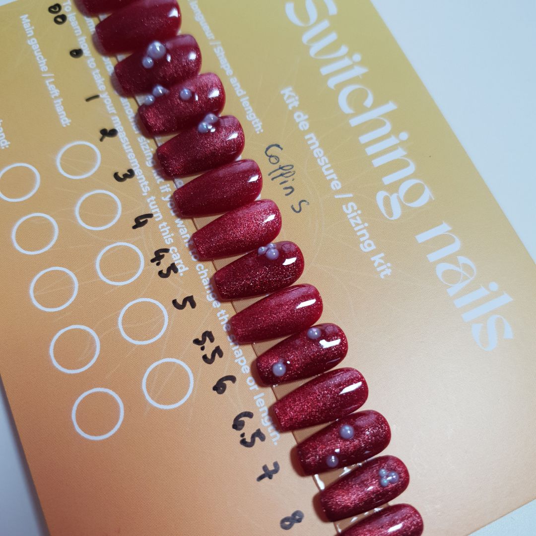 Ready to wear "red velvet" press-on nails 3