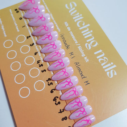 Ready to wear "pink ribbon" press-on nails 3