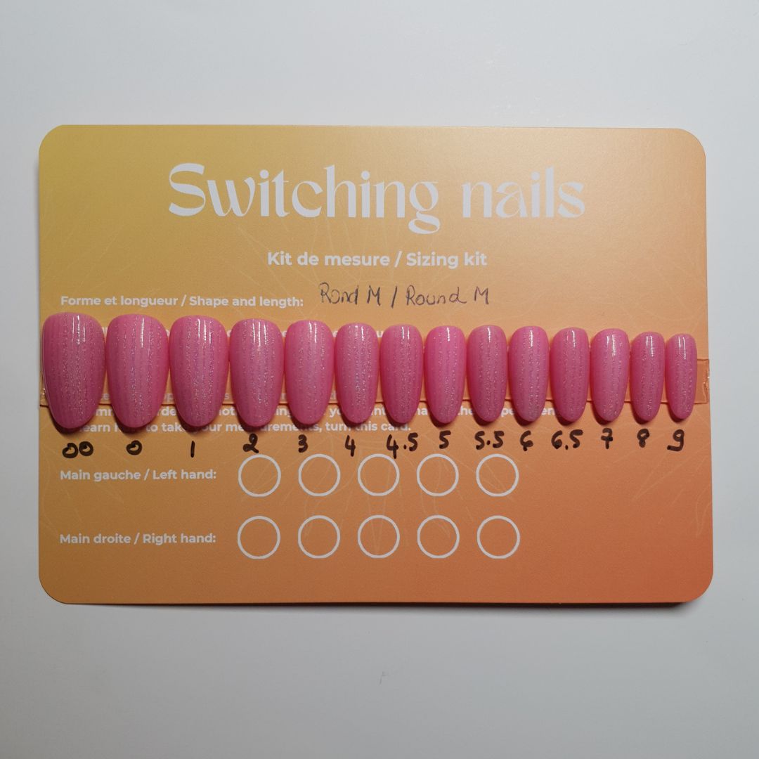 Ready to wear "pink stripes" press-on nails 1