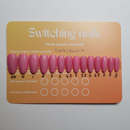 Ready to wear "pink stripes" press-on nails 1
