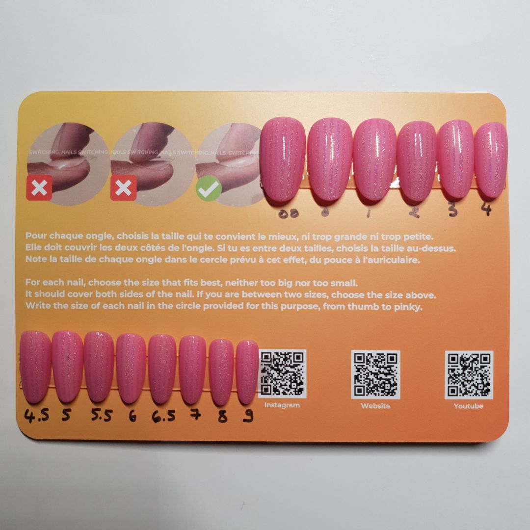 Ready to wear "pink stripes" press-on nails 2