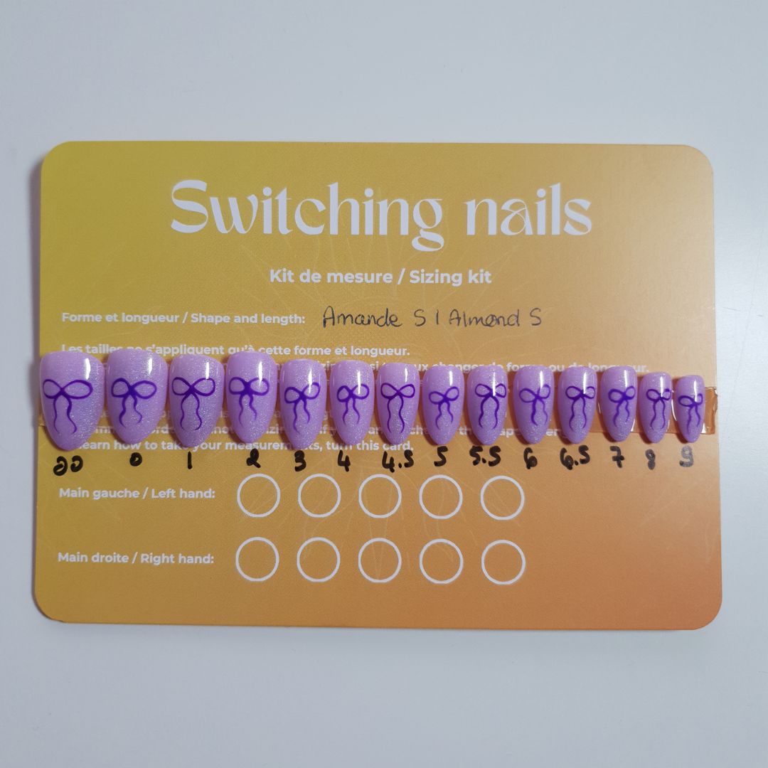 Ready to wear "purple ribbon" press-on nails 1