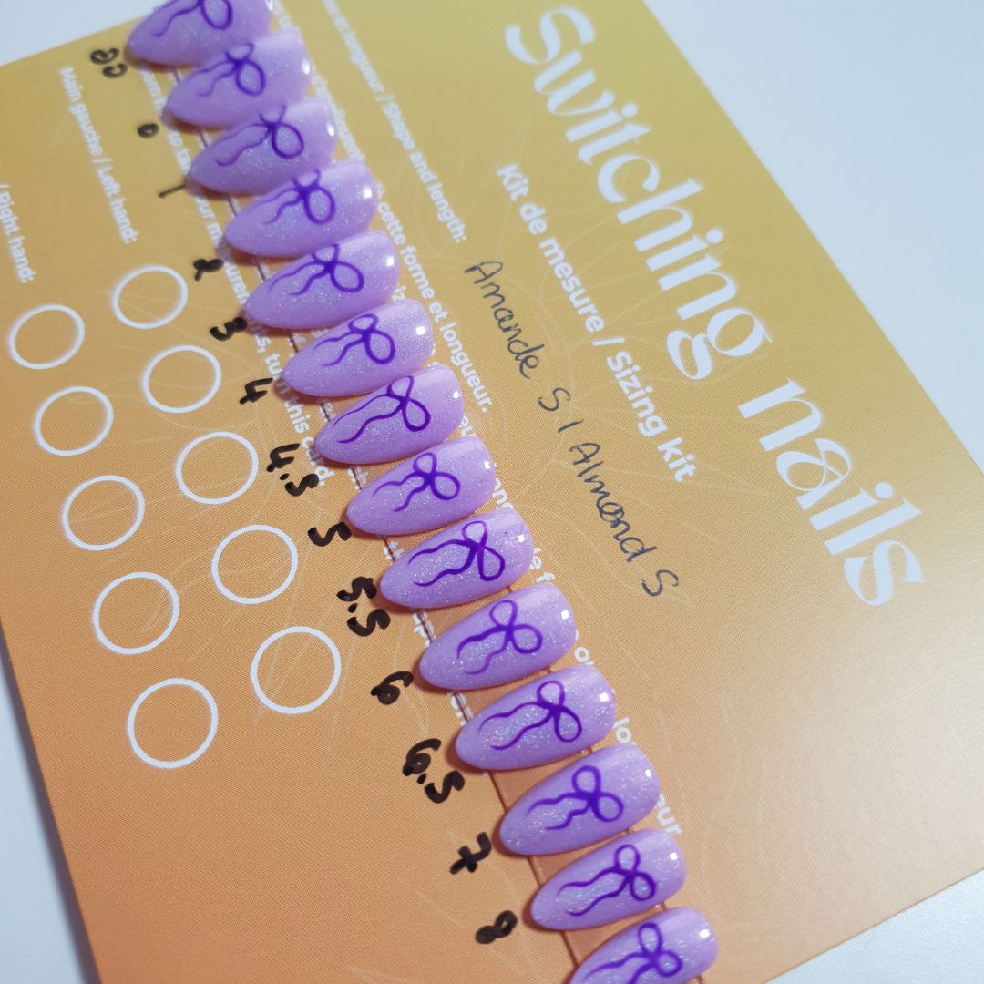 Ready to wear "purple ribbon" press-on nails 3