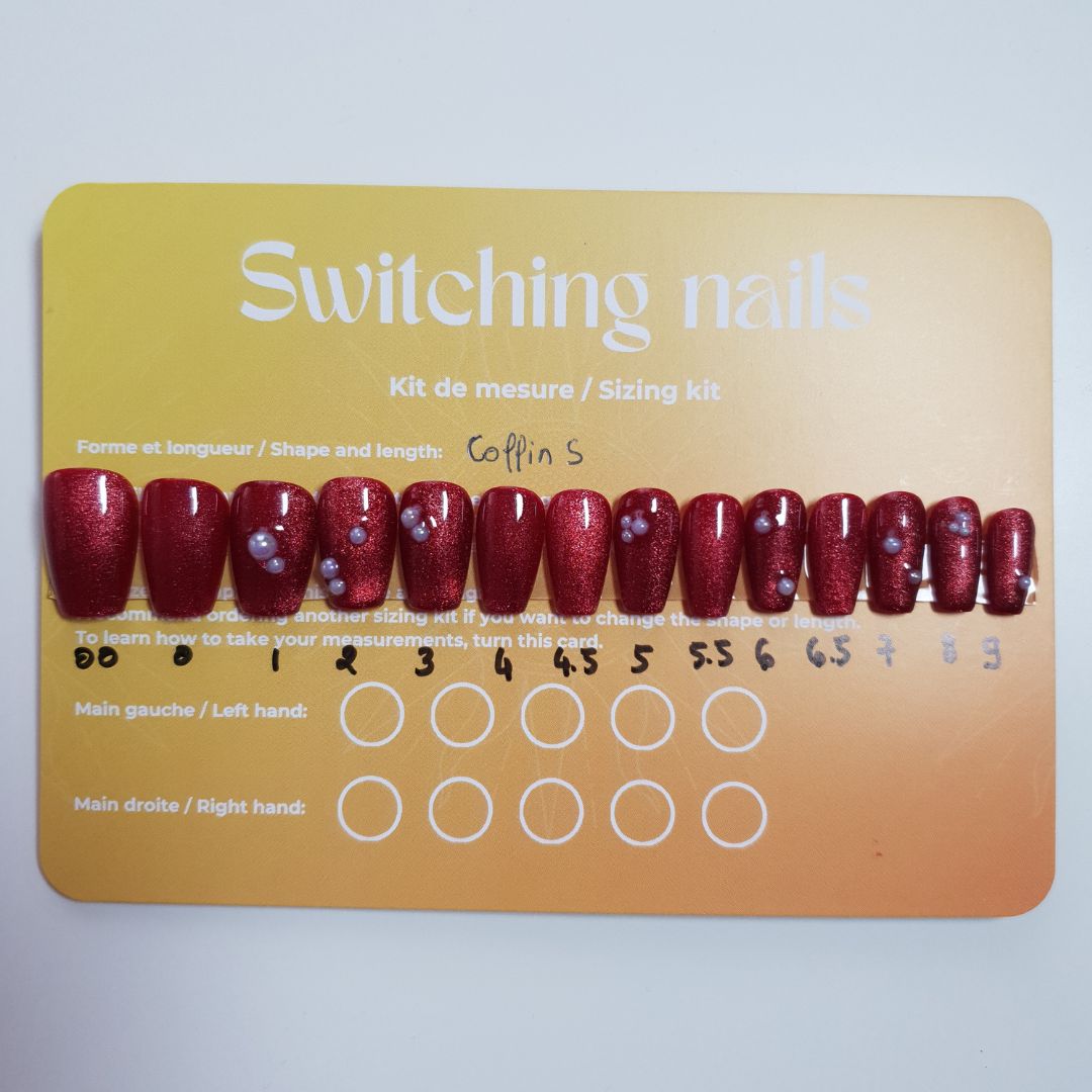 Ready to wear "red velvet" press-on nails 1