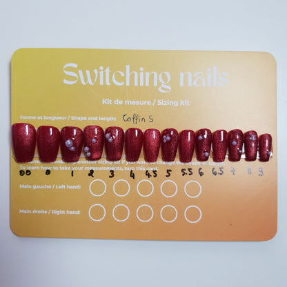 Ready to wear "red velvet" press-on nails 1