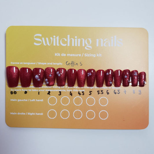 Ready to wear "red velvet" press-on nails 1