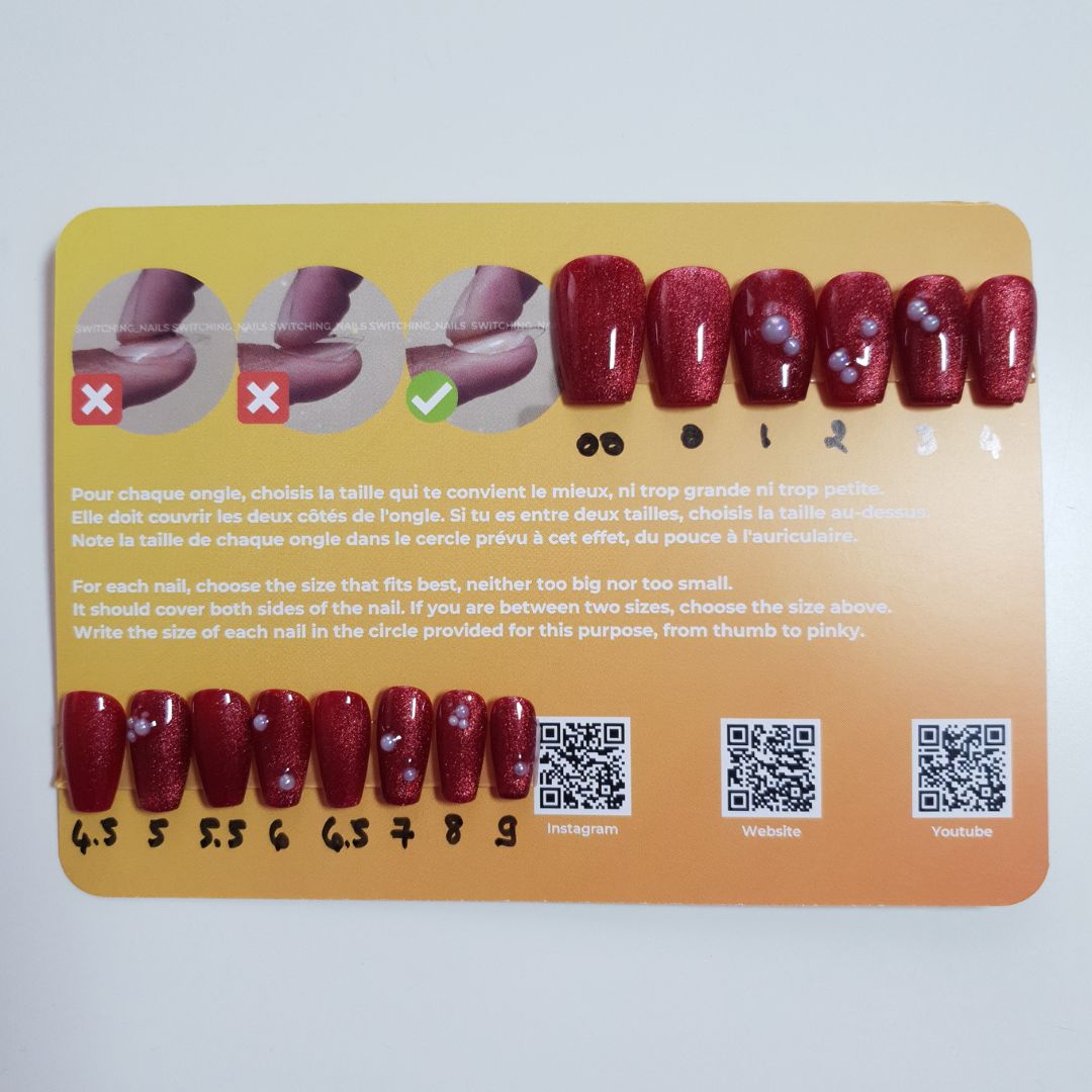 Ready to wear "red velvet" press-on nails 2