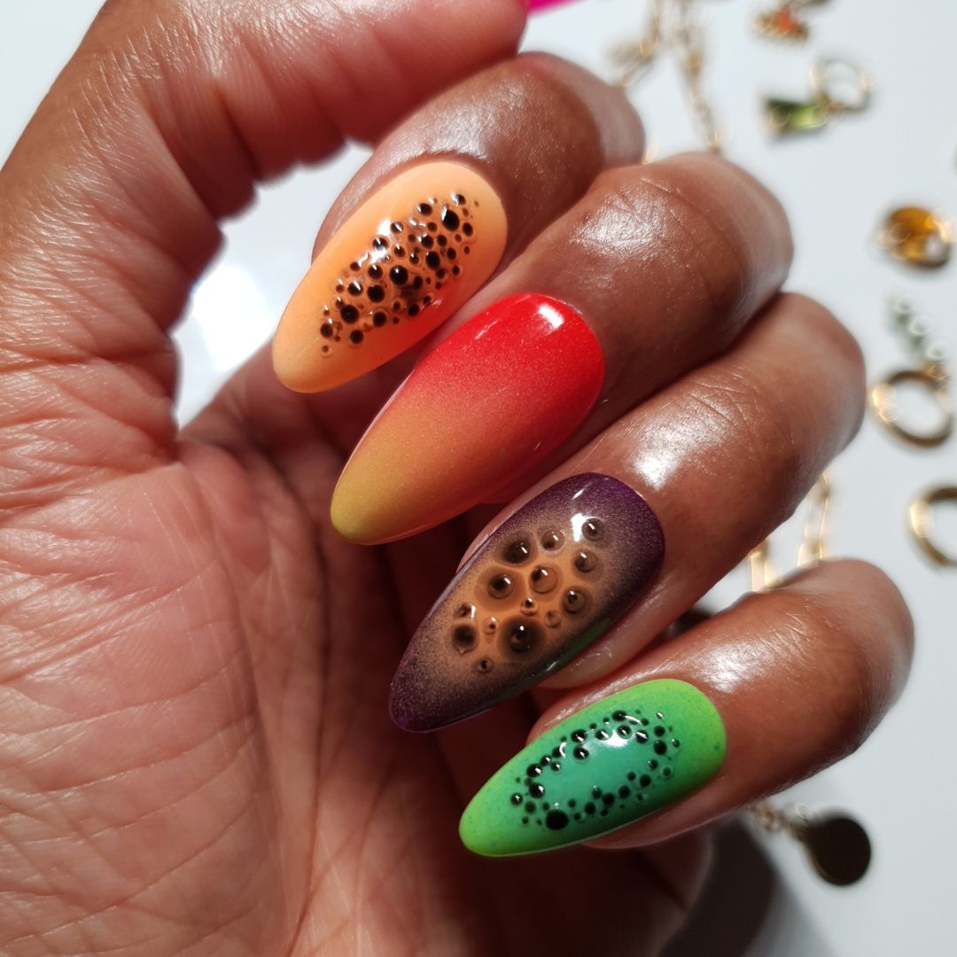 Abstract fruit salad press-on nails 2