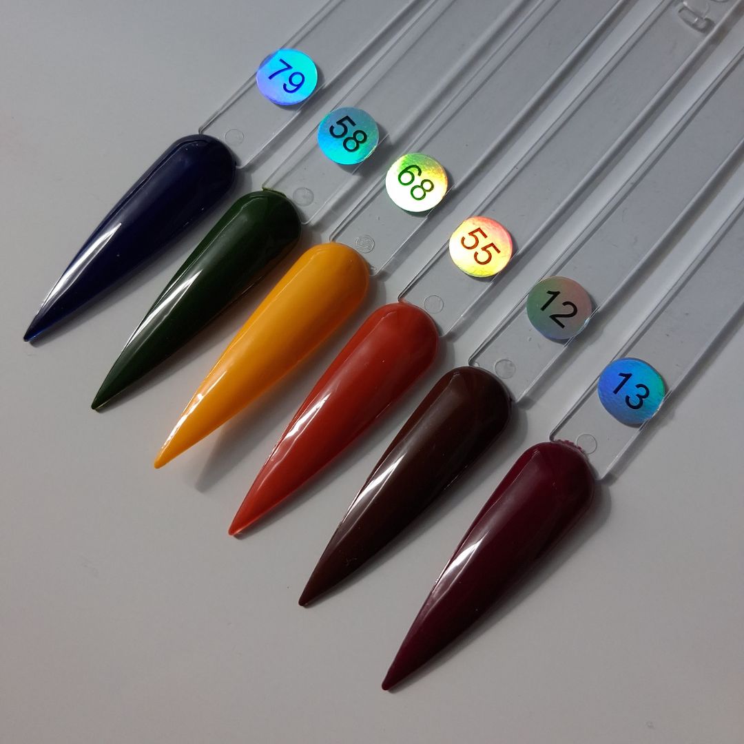 Bundle of 6 solid color sets of press-on nails for fall season