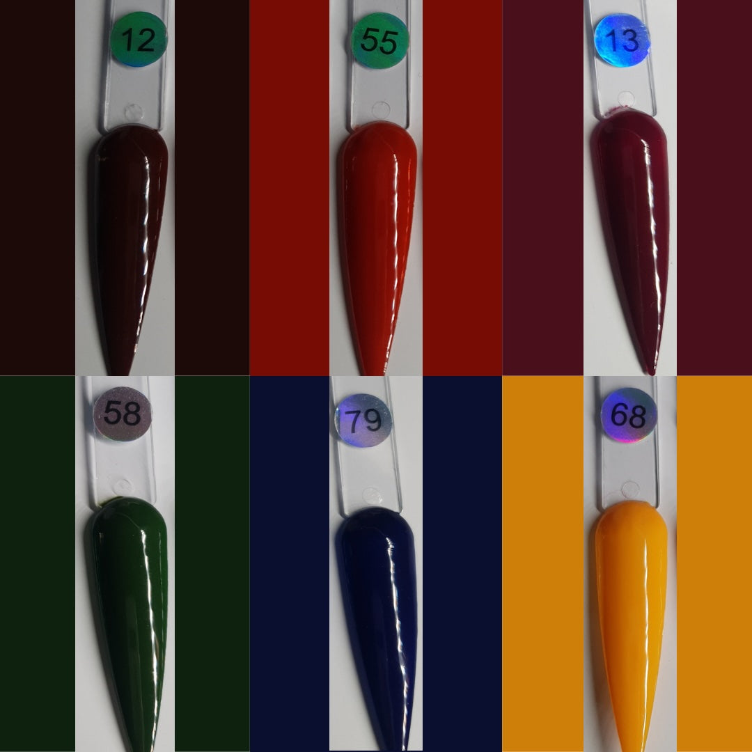 Bundle of 6 solid color sets of press-on nails for fall season