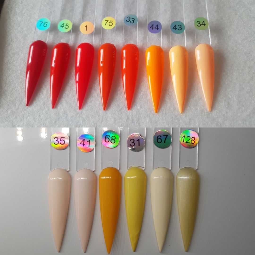 Solid colors: reds, oranges and yellows