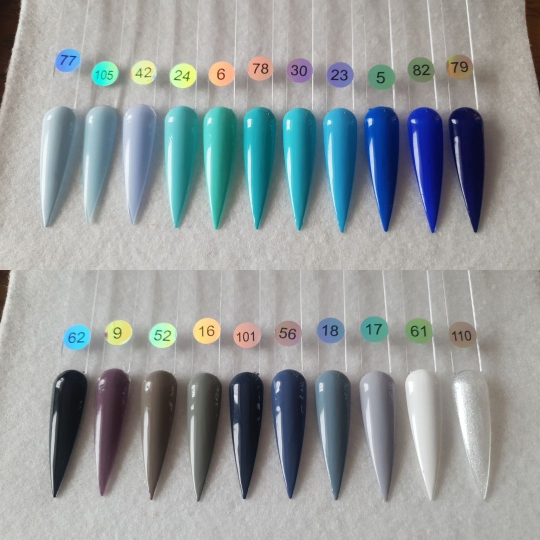 Solid colors: blues, blacks and whites