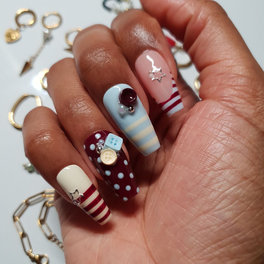Spring mix and match press-on nails 2